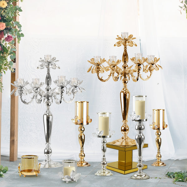 Large Floral Brass Candelabra