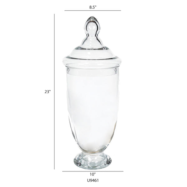 Tabletops Unlimited Large Glass Skinny Apothecary Jar with Acacia