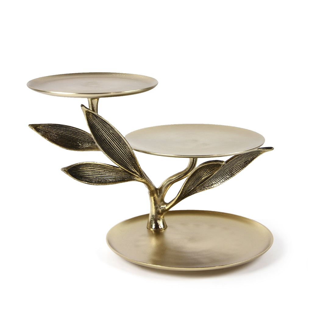 Golden Leaf Accented Serving Tray