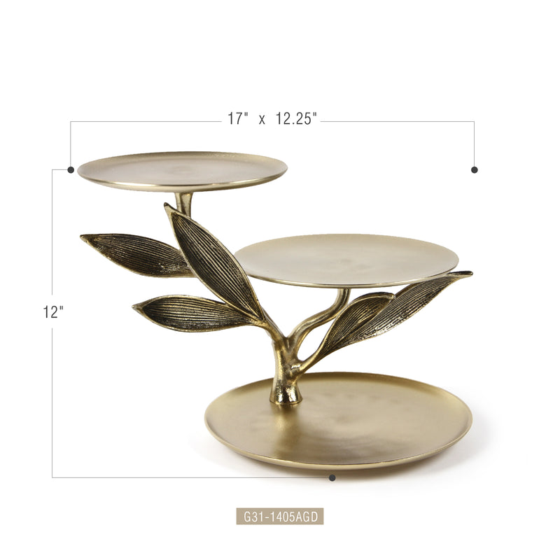 Golden Leaf Accented Serving Tray