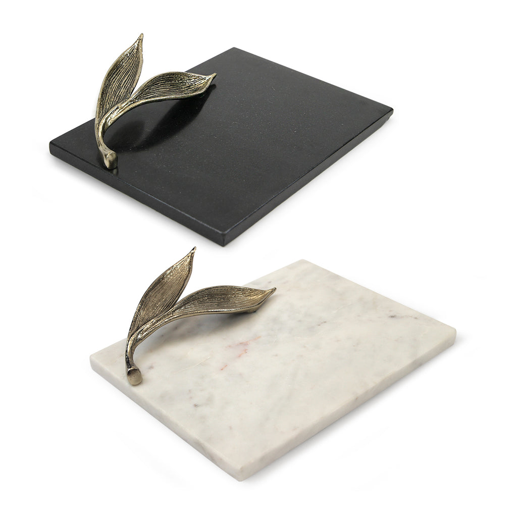 Marble Platter with Leaf Accent