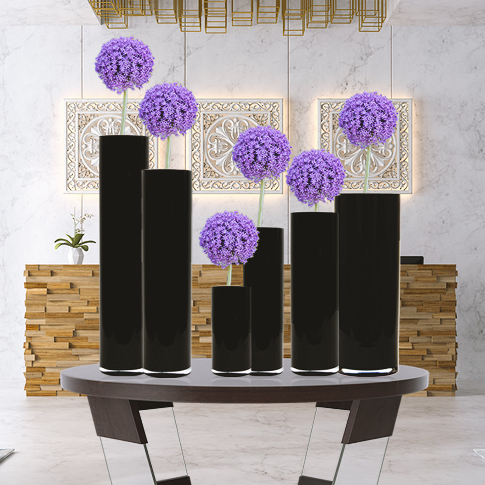 Premium Layered Glass Cylinder in Black - Wholesale Glass Floral Vases, Colorful Flower Vessels in Bulk & Decorative Containers For Florists | Unlimited Containers Inc