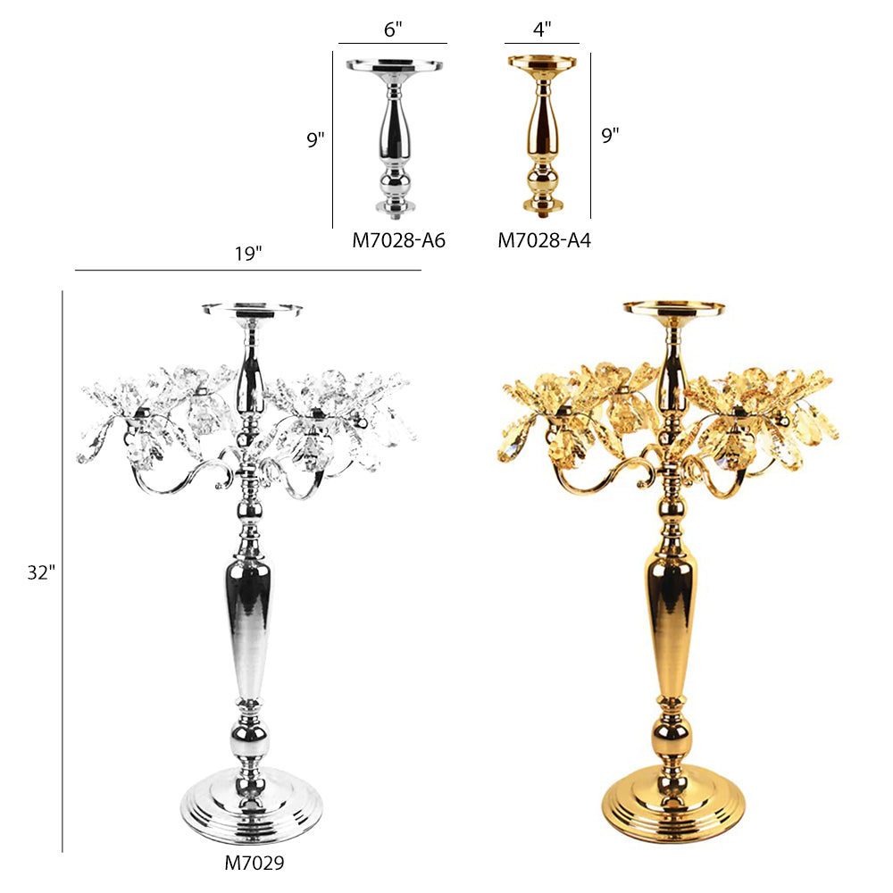 Crystal Petal Candelabra - Wholesale Designer Metal Candleholders & Candelabras, Modern Centerpieces, Contemporary Plant Stands in Bulk for Interior Design & Home Decor | Unlimited Containers Inc