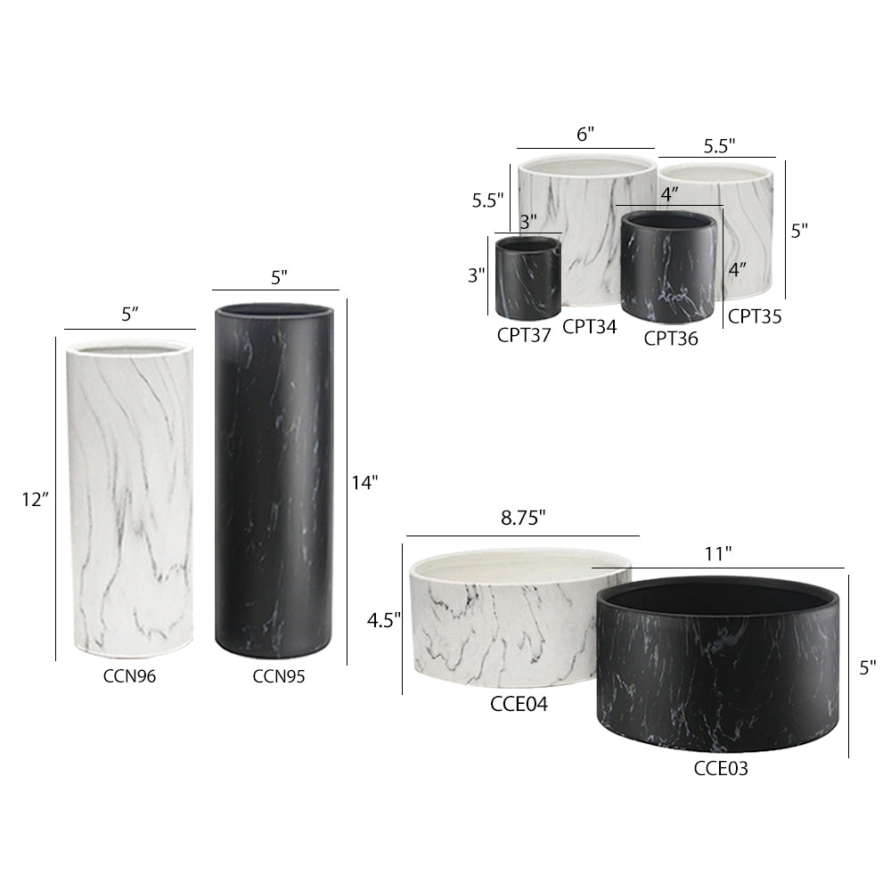 Black and White Marble Collection - Wholesale Ceramic Planters, Bulk Ceramic Pots & Decorative Pottery for Home Decor Industry | Unlimited Containers Inc